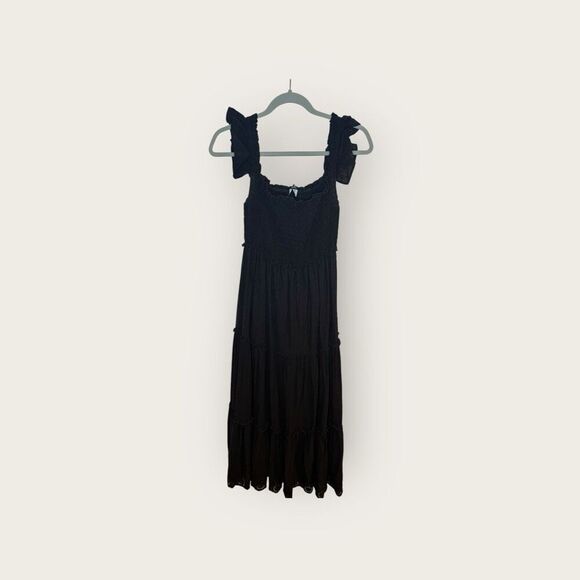 Pietro Brunelli Chloe Ruffle Sleeve Smocked Maternity Dress Black Size Small - Picture 4 of 11